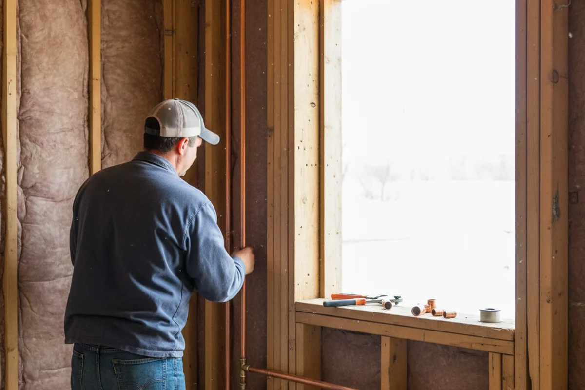 Licensed plumber running new copper supply lines in a Tower City home